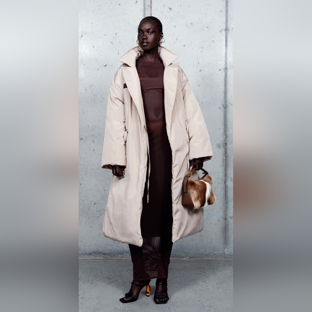 Brandon Blackwood Tailored Puffer Coat Cream
